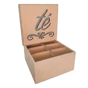 Caja Organizadora De Té Mdf Grabado Láser 6 Pzs
