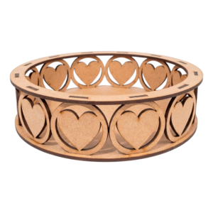 Contenedor Con Grabado De Corazones Mdf, Fiestas, Recuerdos