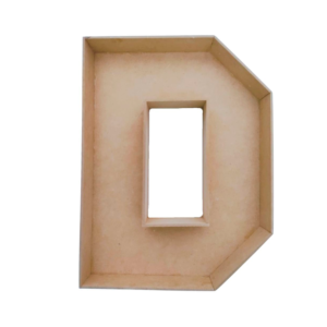 Letra hueca D MDF caja para regalo 3cmx25cmx3mm