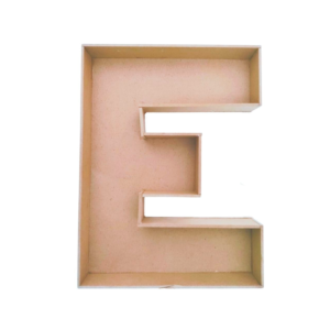 Letra hueca E MDF caja para regalo 3cmx25cmx3mm