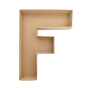 Letra hueca F MDF caja para regalo 3cmx25cmx3mm
