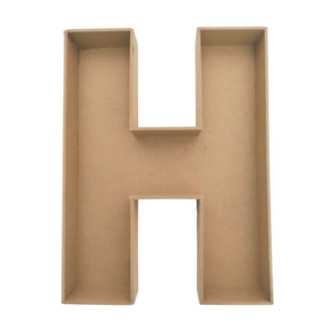 Letra hueca H MDF caja para regalo 3cmx25cmx3mm