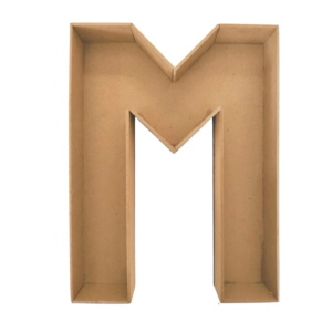 Letra hueca M MDF caja para regalo 3cmx25cmx3mm