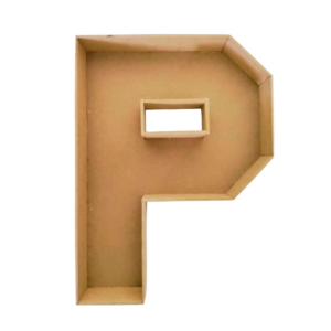 Letra hueca P MDF caja para regalo 3cmx25cmx3mm