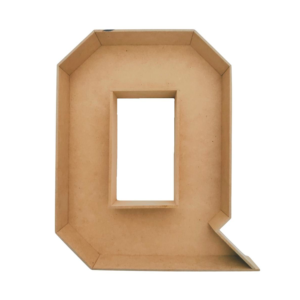 Letra hueca Q MDF caja para regalo 3cmx25cmx3mm