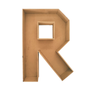 Letra hueca R MDF caja para regalo 3cmx25cmx3mm