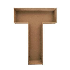 Letra hueca T MDF caja para regalo 3cmx25cmx3mm