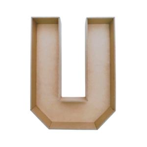 Letra hueca U MDF caja para regalo 3cmx25cmx3mm