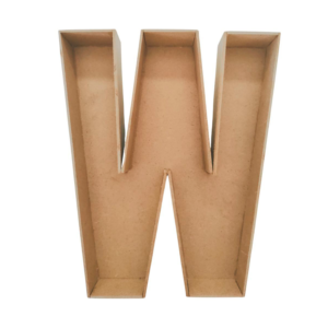 Letra hueca W MDF caja para regalo 3cmx25cmx3mm